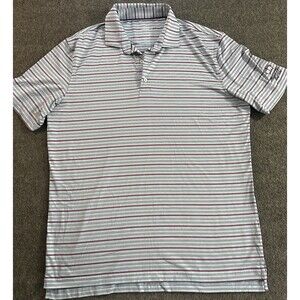 Johnnie-O Men’s Sz L Gully Short Sleeve Polo Shirt Blue Striped Royal Golf Club